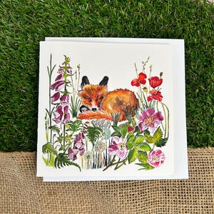 Carte de voeux Charlie Fox Cub par Ginny Boom, vierge à l'intérieur.