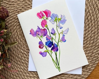 Sweet as Peas’   card by Ginny Boom, quality card. Suitable for Birthdays or most occasions. Blank inside.