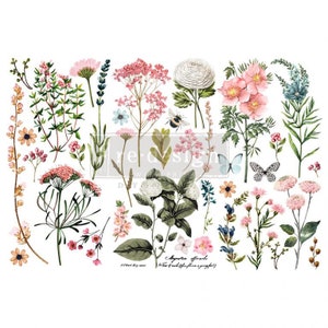 BOTANICAL PARADISE Decor Transfer by Redesign with Prima, small floral transfer, fast shipping