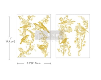 GOLDEN SERENADE KACHA Gold Foil Middy Rub on Transfer Redesign with Prima