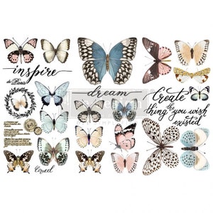 PAPILLON COLLECTION Decor Transfer by Redesign with Prima, Small BUTTERFLY Transfers, Fast Shipping