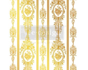 CHATEAU FILIGREE KACHA Gold Foil Rub On Decor Transfer Redesign with Prima Gold Decal