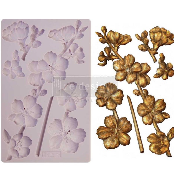 BOTANICAL BLOSSOMS Decor MOULD, Redesign with Prima, Cherry Blossom, Fast shipping