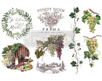 WINE DECOR TRANSFER, Redesign with Prima Decor Transfer, small transfers