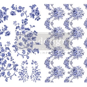 May include: A digital paper pack with blue floral patterns. The pack includes a variety of floral designs, including single flowers, bouquets, and vines. The designs are perfect for scrapbooking, card making, and other paper crafts.