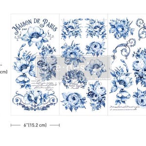 SPRING SERENADE Small rub on Decor Transfer Redesign with Prima blue transfers