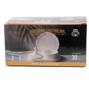 May include: A box of Redesign Casting Mix with a white ceramic plate, bowl, and lid. The box has text that reads "Redesign Casting Mix" and "Non Toxic". The net weight is 2.2 lbs.