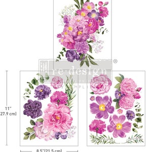 PURPLE BLOSSOM MIDDY Rub On Decor Transfer Redesign with Prima