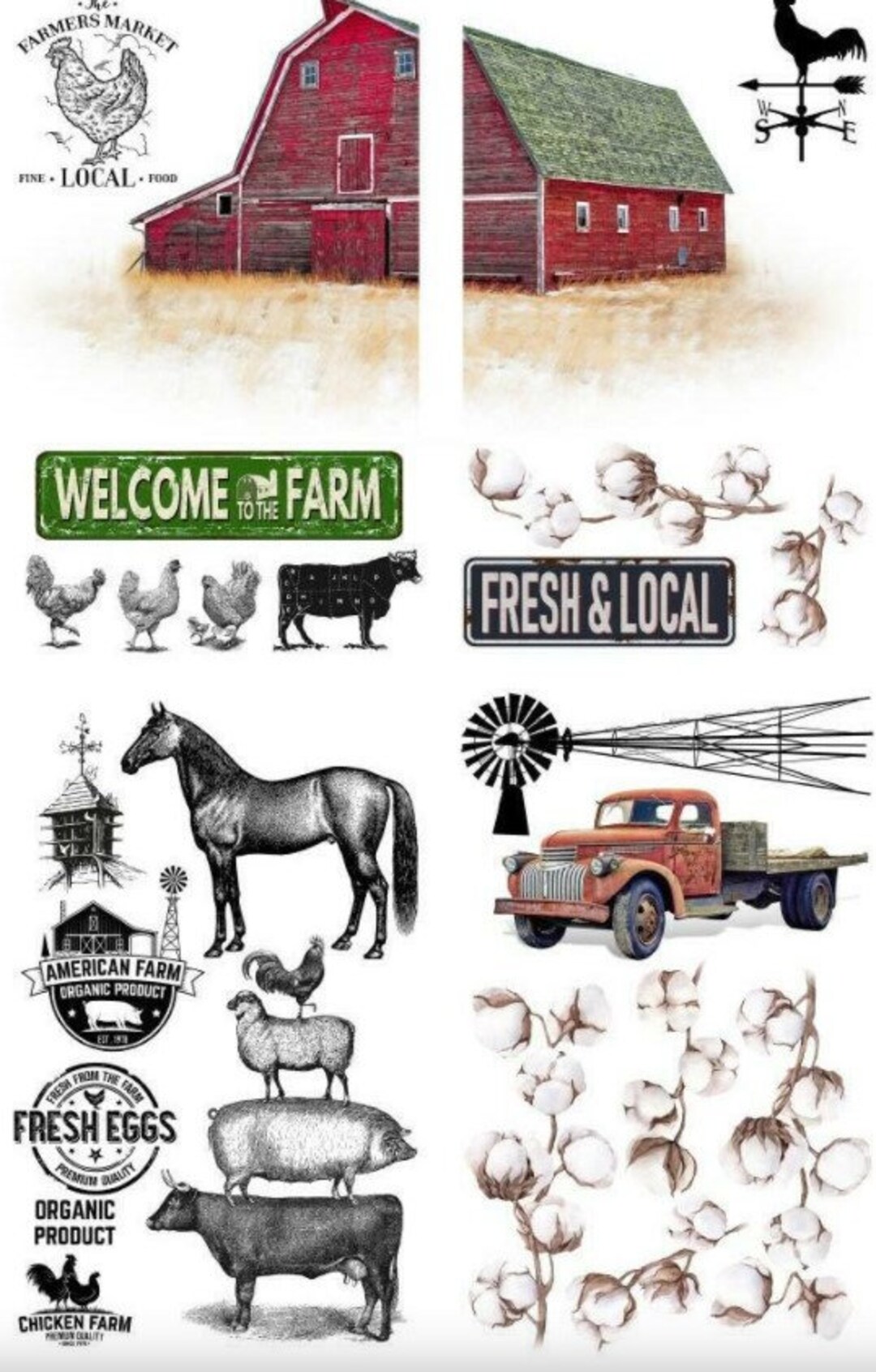 ON THE FARM Rub on Transfer, Decal, by Dixie Belle Paint Belles