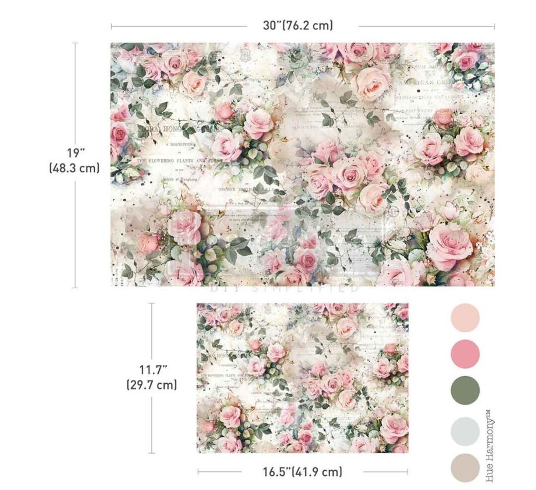 ROSY REVERIE DECOUPAGE Fiber Set 19.5 X30 A3 Set Redesign With Prima - Etsy