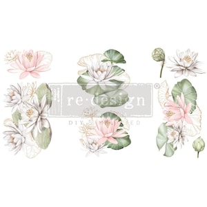 WATER LILIES Rub On Decor Transfer by Redesign with Prima, Fast shipping!