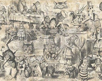 DREAMING IN WONDERLAND Decoupage Decor Tissue Paper Alice Paper Redesign with Prima