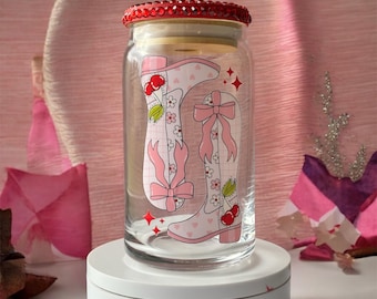 Taza de vidrio con forma de bota de vaquero rosa / Vaso de café de vaquera occidental / Bonito vaso de café helado con tapa de diamantes de imitación / Artículos para beber para chicas / Café helado