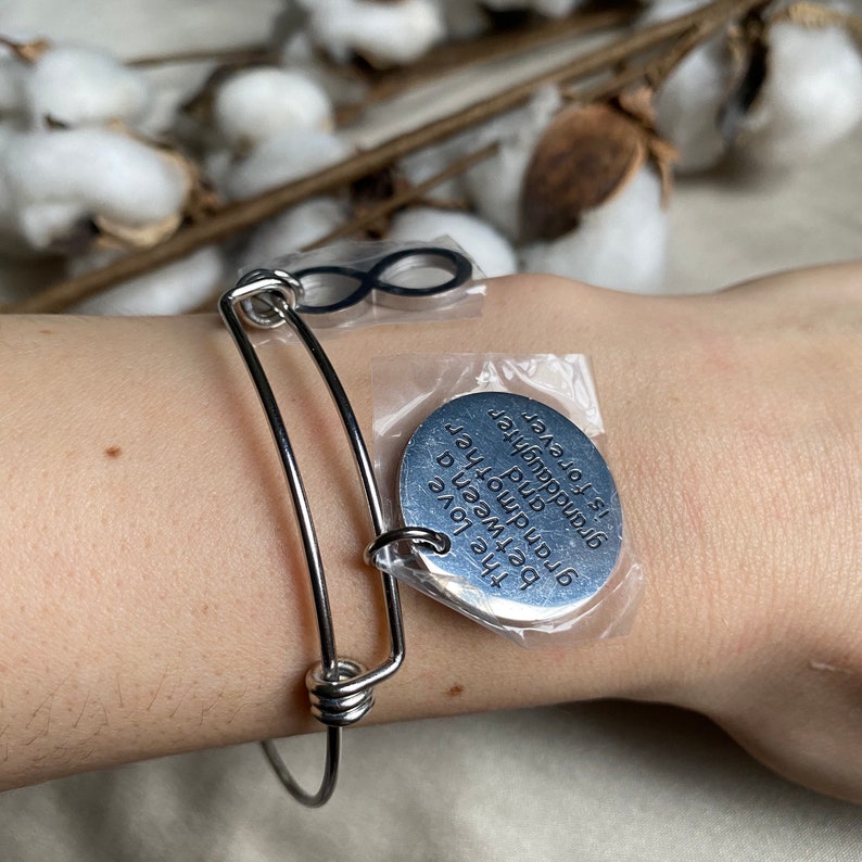 Inspirational Cuff Charm Silver Tone Bracelet Engraved The Love Between a Grandmother and Granddaughter Is Forever Mother\u2019s Day Gifts
