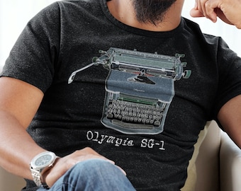 Vintage Typewriter Shirt, Olympia SG 1 T Shirt, Writers Gift, Minimalist Graphic Tee, Novelist Writing T-Shirt