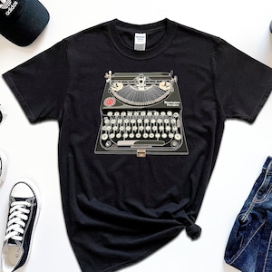 Camisa portátil Remington, camiseta de fuente de escritor de tipos, camiseta de escritor, impresión de máquina de escribir, camiseta de gráficos minmalista, camiseta de novelista
