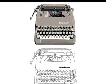 1955 Desert Sand Smith-Corona Silent + Maszyna do pisania Natychmiastowe pobieranie cyfrowe PNG - SVG - PDF