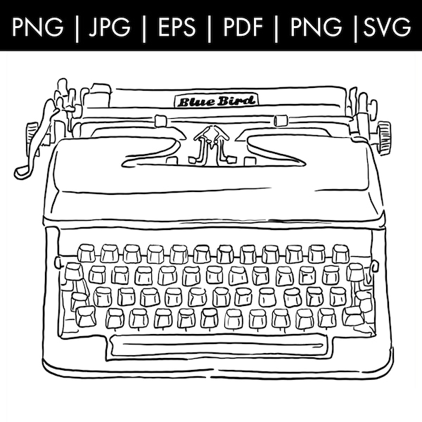 1959 BlueBird 18b + Typewriter Instant Digital Download PNG - SVG - PDF