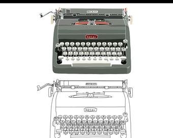 1958 Royal Quiet de Luxe + Maszyna do pisania Natychmiastowe pobieranie cyfrowe PNG - SVG - PDF