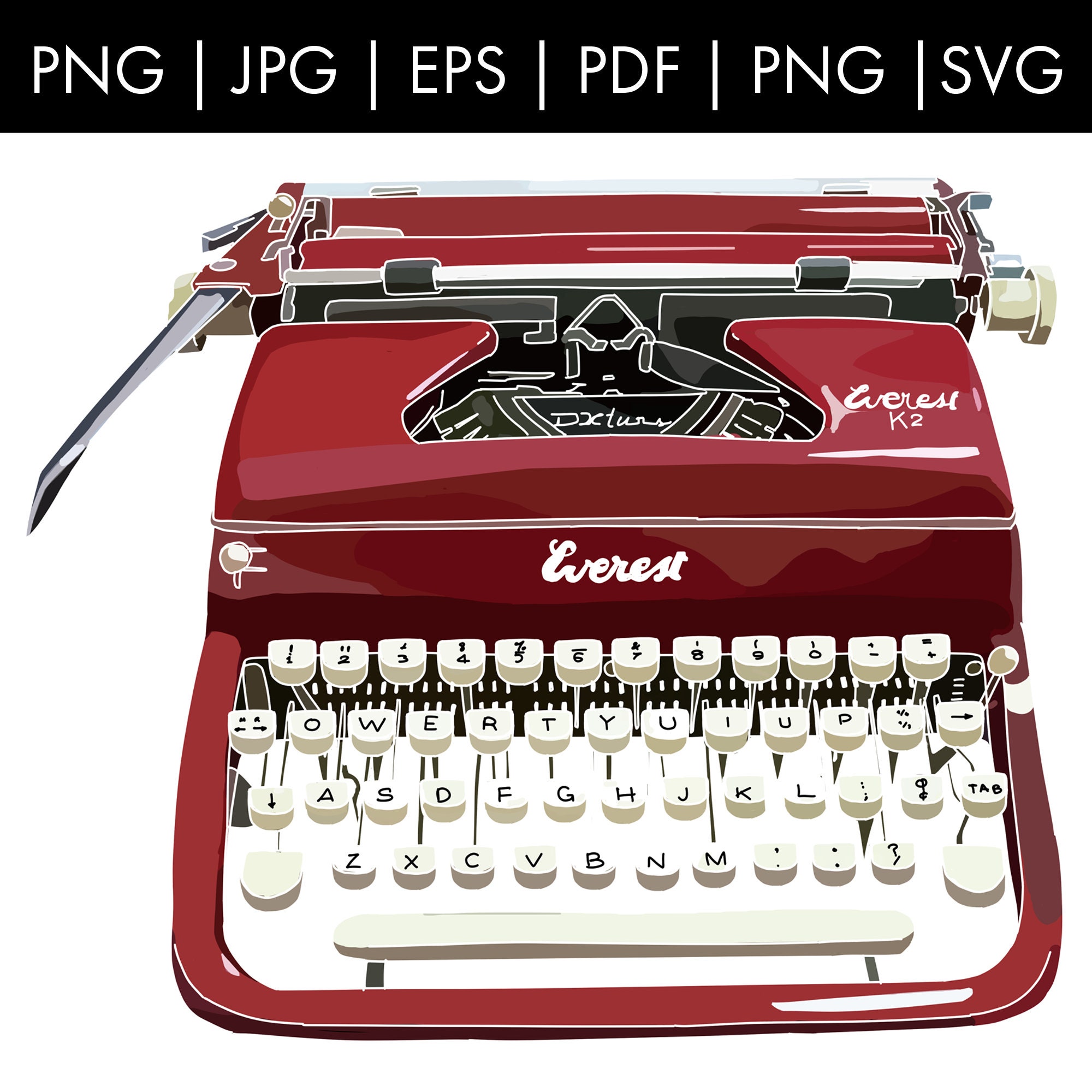 1960 Everest K2 + Typewriter Instant Digital Download PNG - SVG