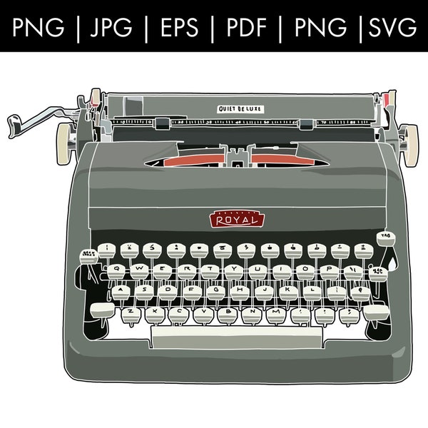 1957 Royal Quiet Deluxe + Typewriter Instant Digital Download PNG - SVG - PDF