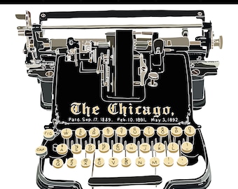 Chicago Model 1 + Maszyna do pisania Natychmiastowe pobieranie cyfrowe PNG - SVG - PDF