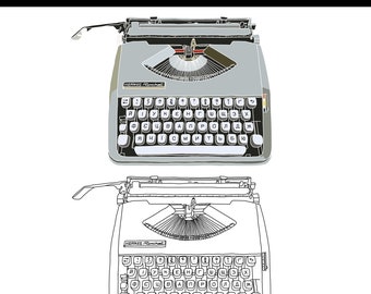 Typewriter 1970 Cyrillic Hermes Rocket + Instant Digital Download PNG - SVG - PDF