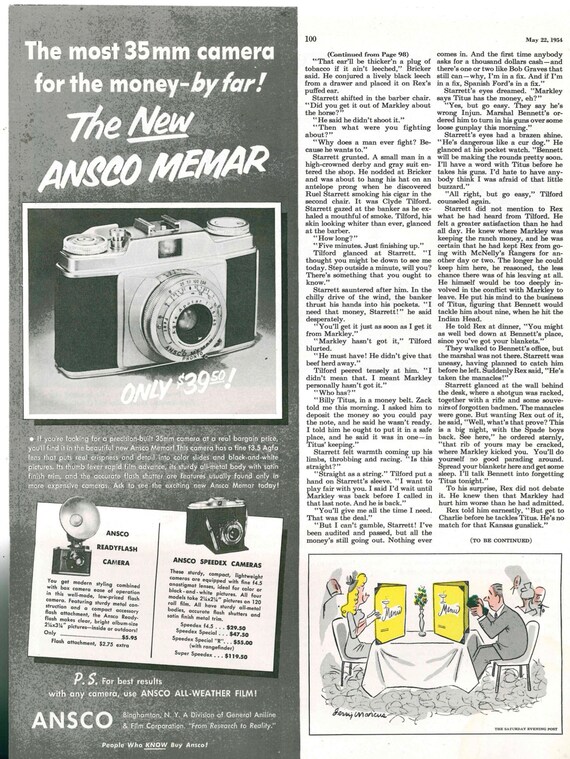 1954 35mm Ansco Memar Vintage Camera Advdertisment