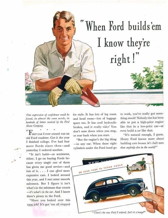 Original Vintage Usa Motor Advertisement 615c 1 1939 Ford V 8 Fordor Tudor Sedans Auto Print Ad Collectibles Art Collectibles Fontane Physio De