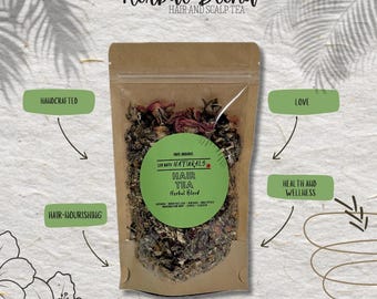 Hair Tea Herbal Blend • 100% Natural & Organic • Hair Scalp Rinse • Lavender • Horsetail • Marshmallow Root • Rose Petals