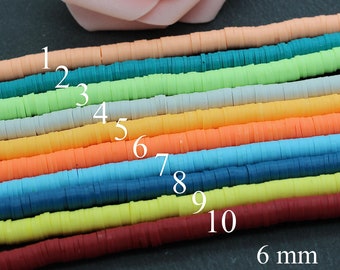 353 to 378 Heishi beads 6 mm, in polymer clay, colors of your choice