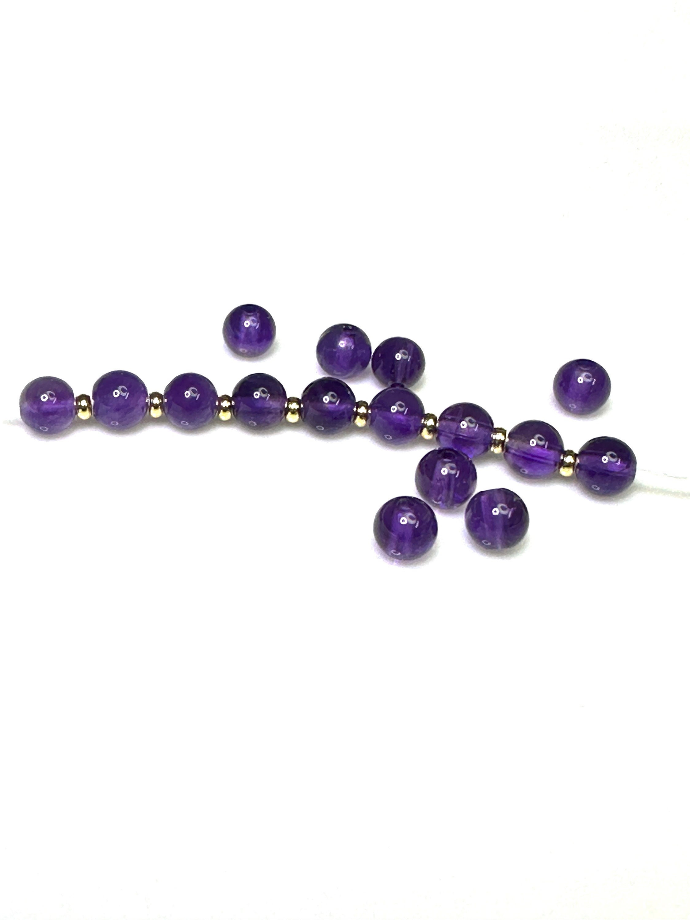 Lot De 30 Perles Anciennes Rondes En Verre Violet Améthyste - 10 Mm