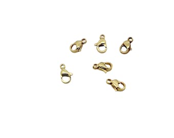 Cierres de langosta, acero inoxidable 304 con baño de oro de 24k, 9 x 6 mm, cierres para collares o pulseras, suministros para la fabricación de joyas, AC867