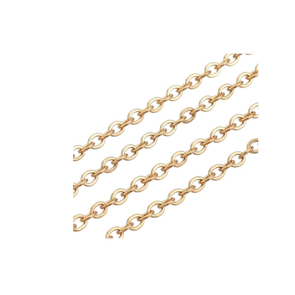 Metro Jewelry Set Gioielli Uomo In Acciaio Inossidabile – Collana Catena Marinara E Bracciale Con Placcatura Oro Giallo (56 Cm + 22 Cm, Larghezza 5 Mm) - 3