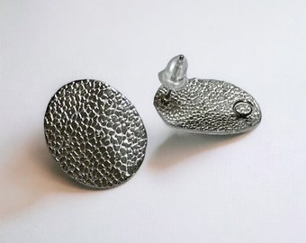 Deux paires de boucles d'oreilles ovales texturées en acier inoxydable 304, BOA2