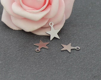 20 stainless steel star charms 10 x 8 mm AC42