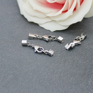 4 Sets of 3mm Cord End Caps, Stainless Steel, 31 x 0.8mm, AC191