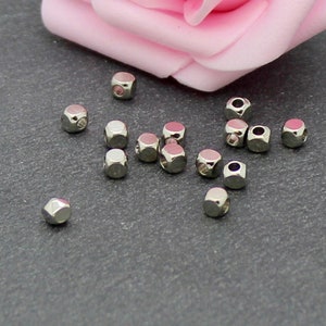 60 platinum silver copper cube beads 3 x 3 mm PMA108