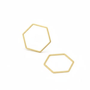 4 connecteurs hexagonaux en acier inoxydable doré,  20 x 22.5 mm, création bijoux, AC640