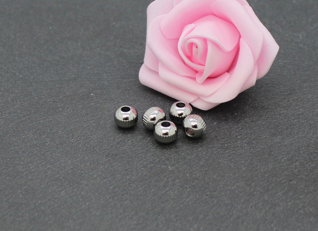 UNICRAFTALE Circa 100 Pz 8 Mm Perline Allentate Rotonde Perline In Acciaio Inossidabile 3 Mm Foro Perline In Metallo Distanziatori Che Trovano Per Braccialetto Fai Da Te Collana Creazione Di Gioielli - Foto 5