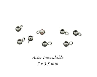 10 bélières rondes en acier inoxydable de 7 x 3.5 mm BEL33