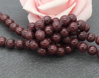 20 Mashan jade beads dark chocolate color 6 mm PEJ159