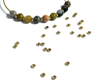 50 perles intercalaires rondelles en acier inoxydable 304 plaqué or 24K, de 2 x 1 mm, AC811