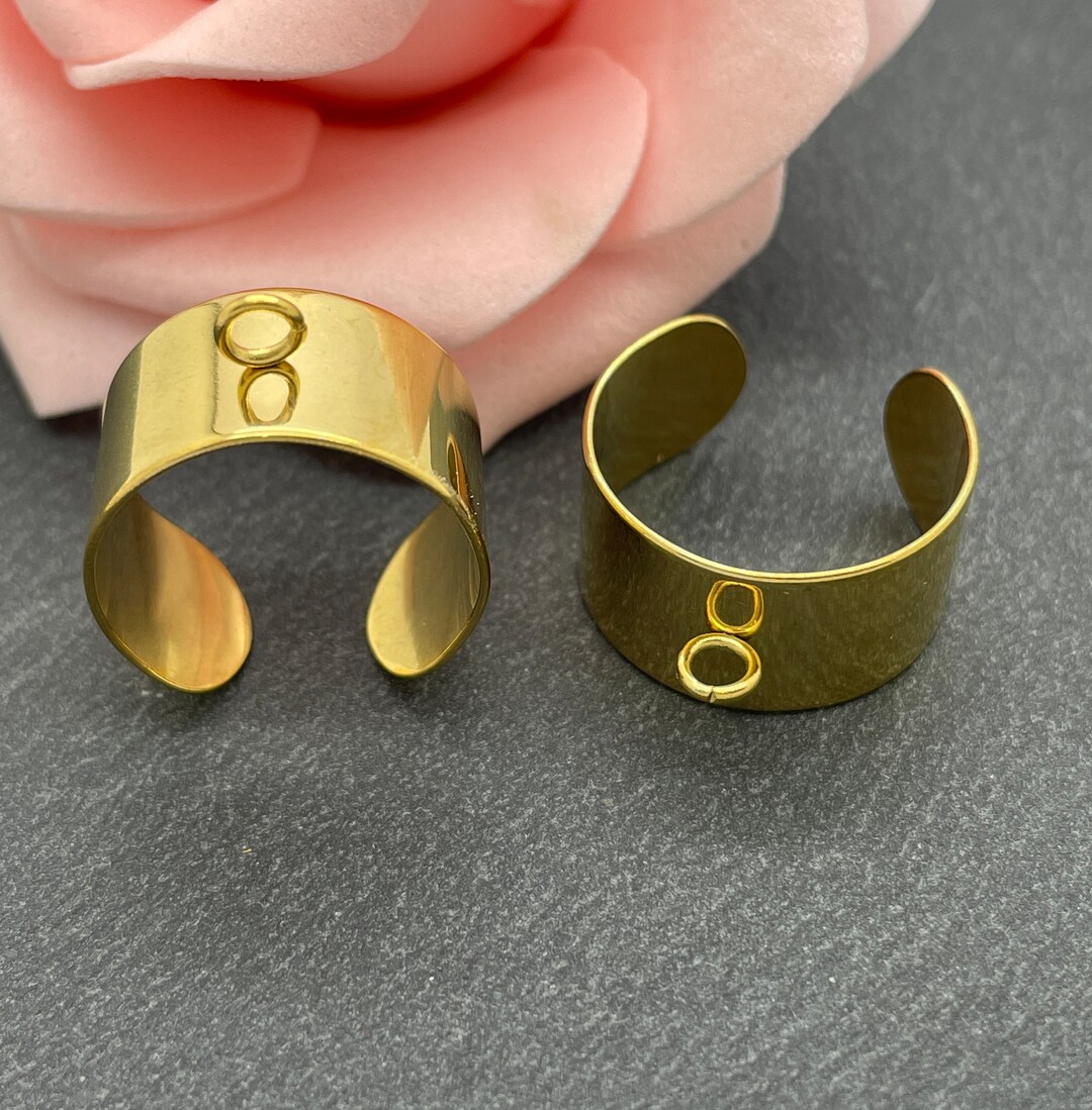 SUNNYCLUE 30 Pezzi Base Per Anelli Cabochon Regolabili + 30 Cabochon In Vetro Tondi 12mm - Kit Fai Da Te Per Gioielli In Acciaio Inox - 2