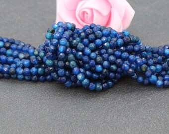 30 round agate beads of 4 mm, dyed blue/green color with facets, PG57