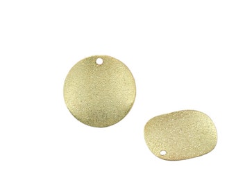 4 breloques, pendentifs ronds ondulés et pailletés en laiton doré plaqué or 24K, 20 mm, BR544