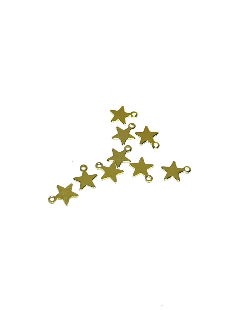 10 breloques étoile, acier inoxydable doré 304, 10 x 8 mm, AC511 image 1