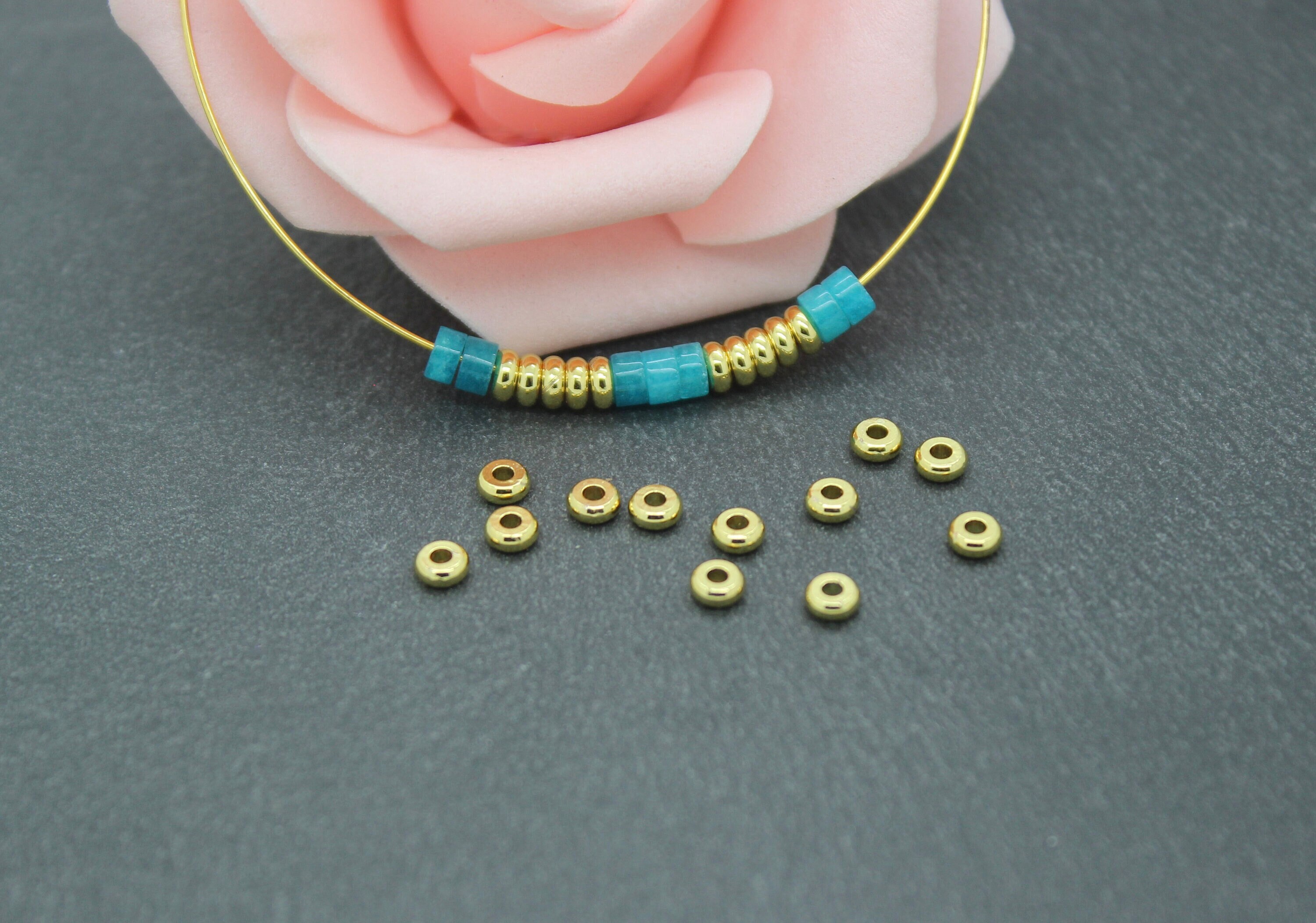 NICENEEDED Lot De 100 Perles Intercalaires Rondes En Métal Plaqué Or 18 Carats Pour Bracelets, Loisirs Créatifs, Colliers, Boucles D'oreilles, Bijoux