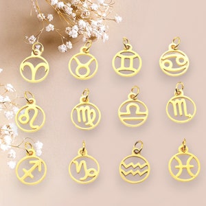 A gold stainless steel astrological sign charm, your choice, AC785