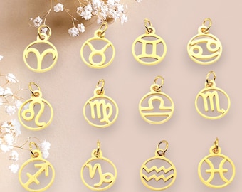 An astrological sign charm in golden stainless steel, of your choice, AC785